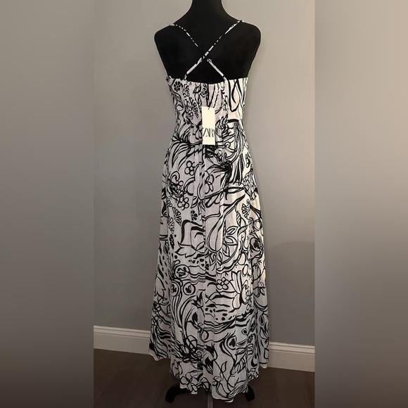 ZARA Black & White Floral Cotton Maxi Dress - Picture 3 of 15
